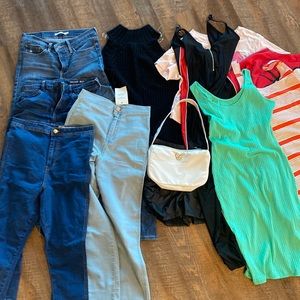 12 piece Bundle Jeans Jumper Shorts Shirts Bag Sweater